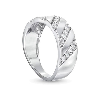0.5 ct. Gesamtgewicht Diamant-Ring mit diagonaler Reihe in 10K Weißgold