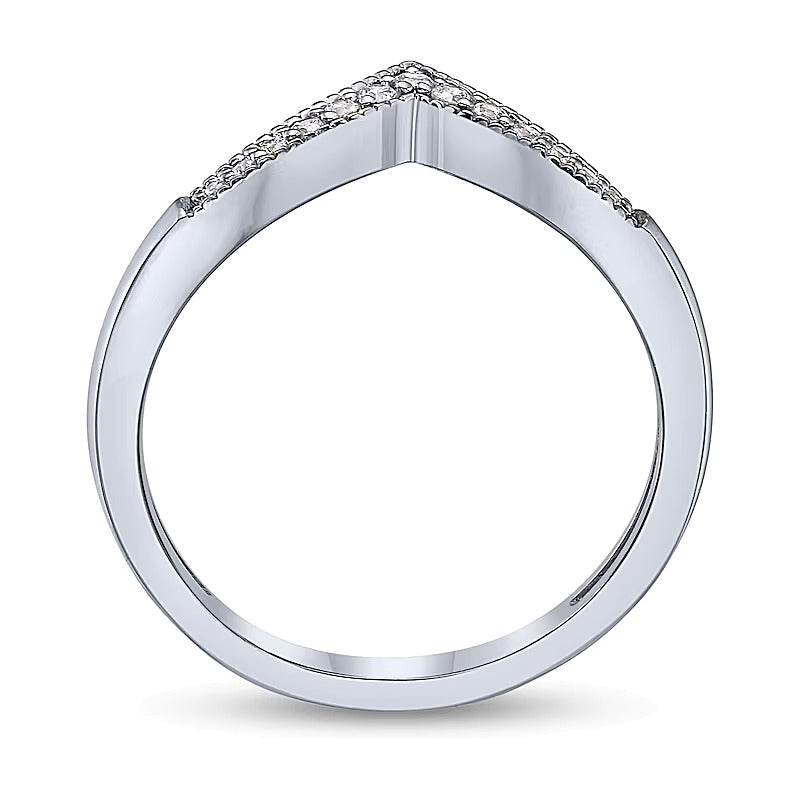 0.1 ct. Gesamtgewicht Diamant Chevron-Ring in 10K Weißgold