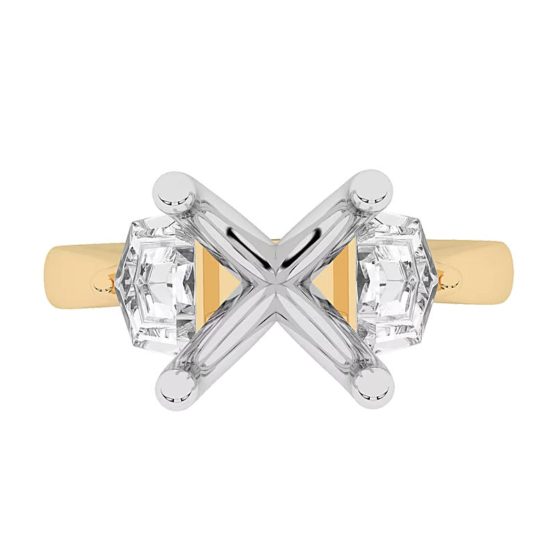 0,63 ct. Gesamtgewicht Labordiamant Ring-Rohling in 14K Gelbgold (F/VS2)