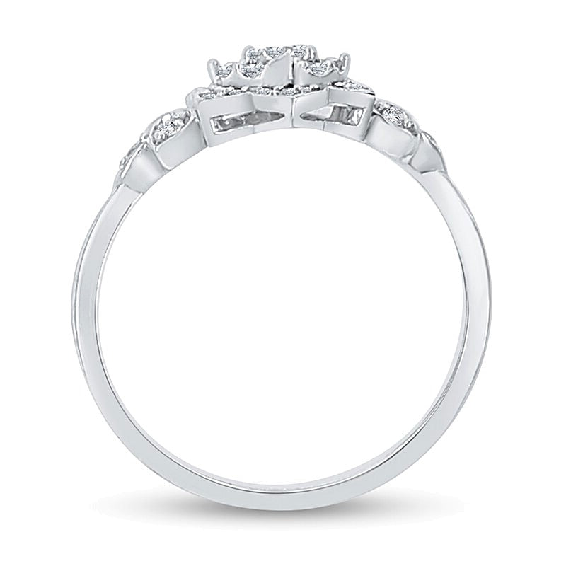 0,25 ct. Gesamtgewicht Diamant Lotusblüten-Ring in 10K Weißgold