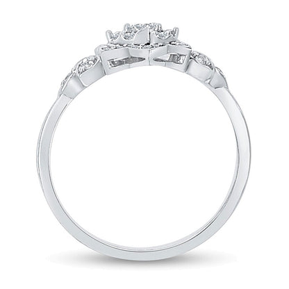 0,25 ct. Gesamtgewicht Diamant Lotusblüten-Ring in 10K Weißgold