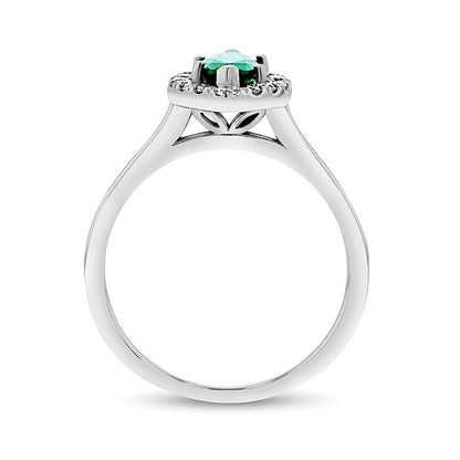 Ring mit Marquise-Smaragd und 0,25 ct. Gesamtgewicht Diamanten im Halo-Design in 14K Weißgold