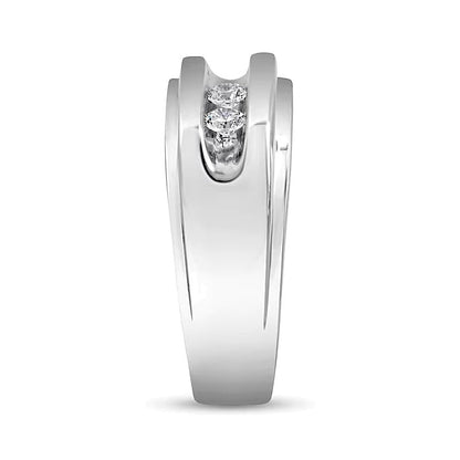 0.33 ct. Gesamtgewicht Diamant Dreistein Ring kanalgefasst in rhodiniertem Sterlingsilber