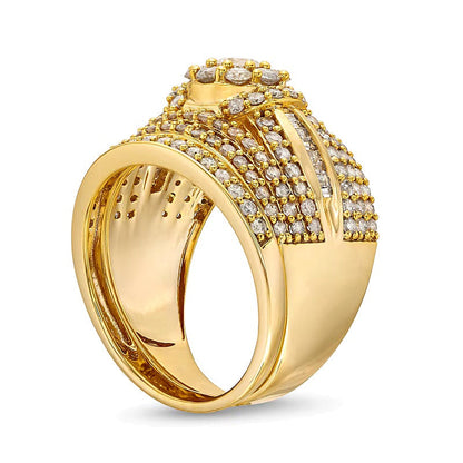 Braut-Set mit Diamanten, rund & Baguette, 1,75 ct. Gesamtgewicht, in 10K Gelbgold