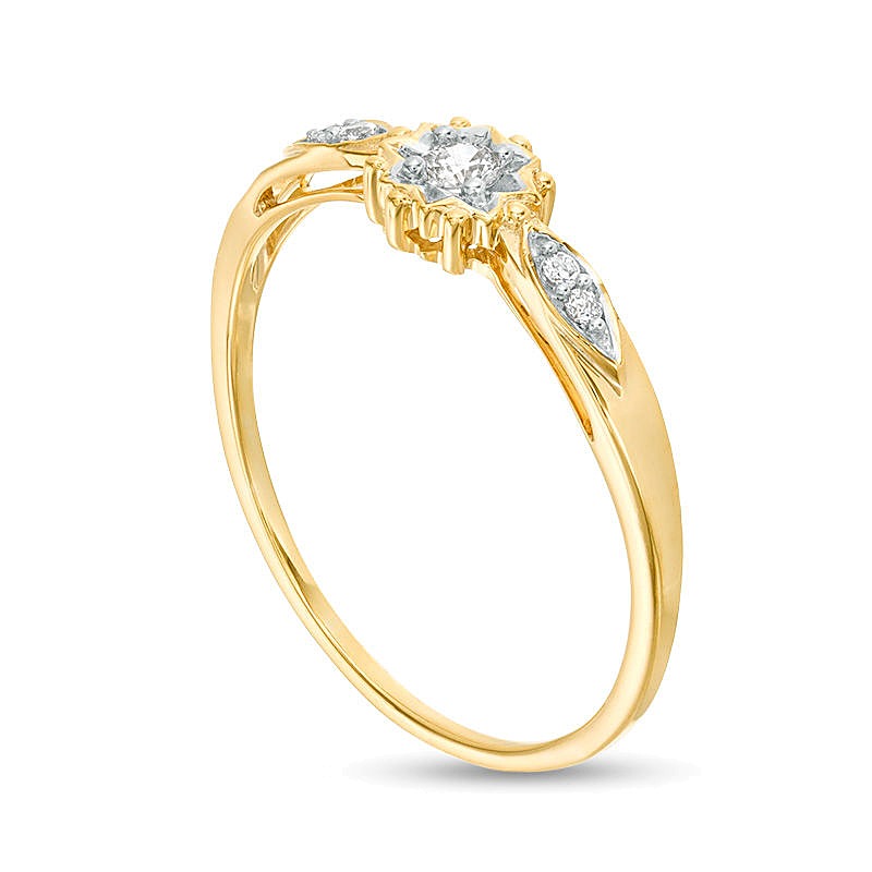 0,07 ct. Gesamtgewicht Diamant Sunburst Freundschaftsring in 10K Gelbgold