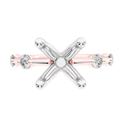 0.25 ct. Gesamtgewicht Diamant Station Semi-Mount Fassung in 14K Roségold