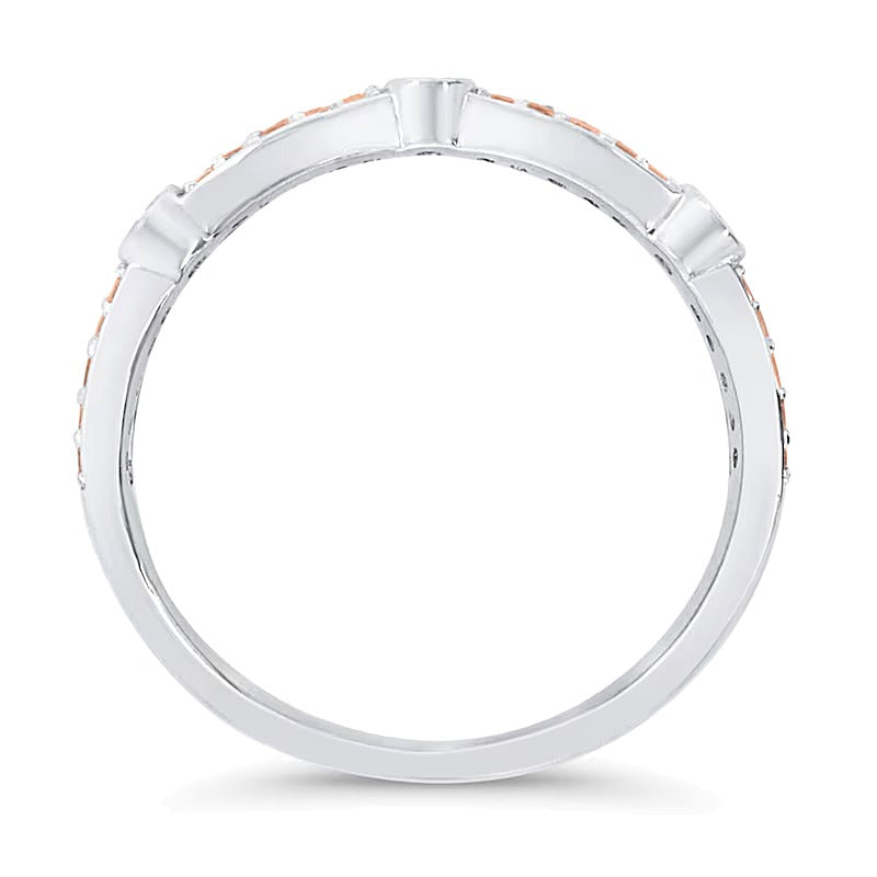 0.38 ct. Gesamtgewicht Diamant mehrreihiger Stapelring in 10K Gold zweifarbig