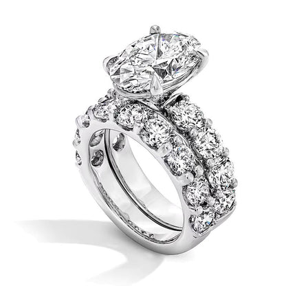 10.0 ct. Gesamtgewicht Braut-Set mit Labordiamanten in Oval- und Rundschliff in 14K Weißgold