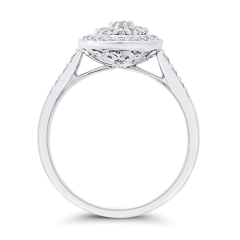 0,38 ct. Gesamtgewicht Ring mit mehreren Diamanten in 10K Weißgold