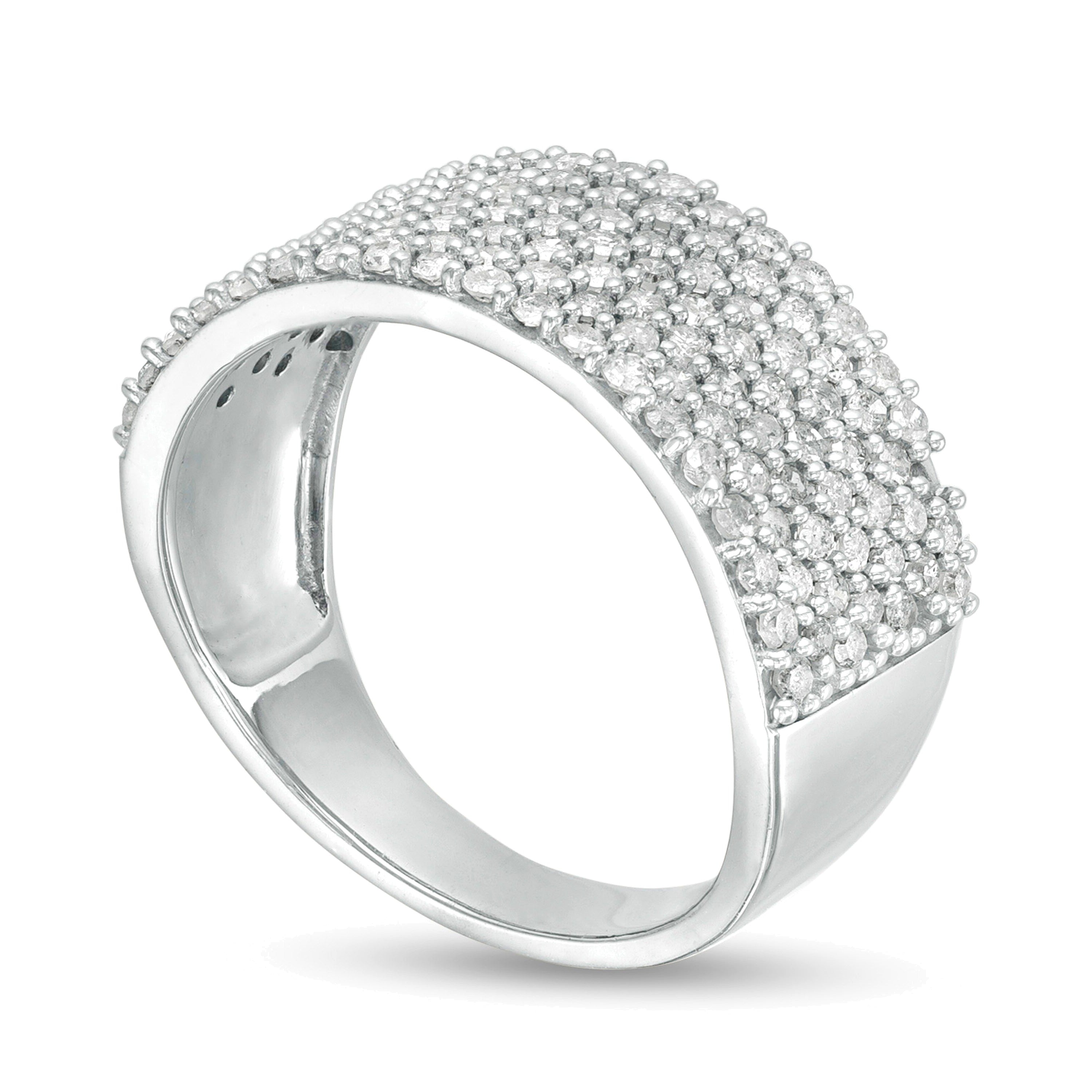 1.0 ct. Gesamtgewicht mehrreihiger Diamant-Ring in 10K Weißgold