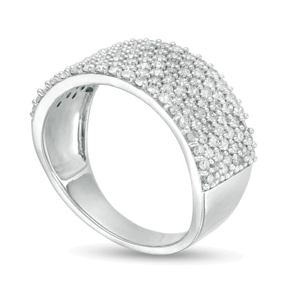 1.0 ct. Gesamtgewicht mehrreihiger Diamant-Ring in 10K Weißgold