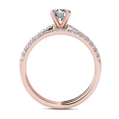 Brautset mit Diamanten 1.0 ct. Gesamtgewicht in 14K Roségold