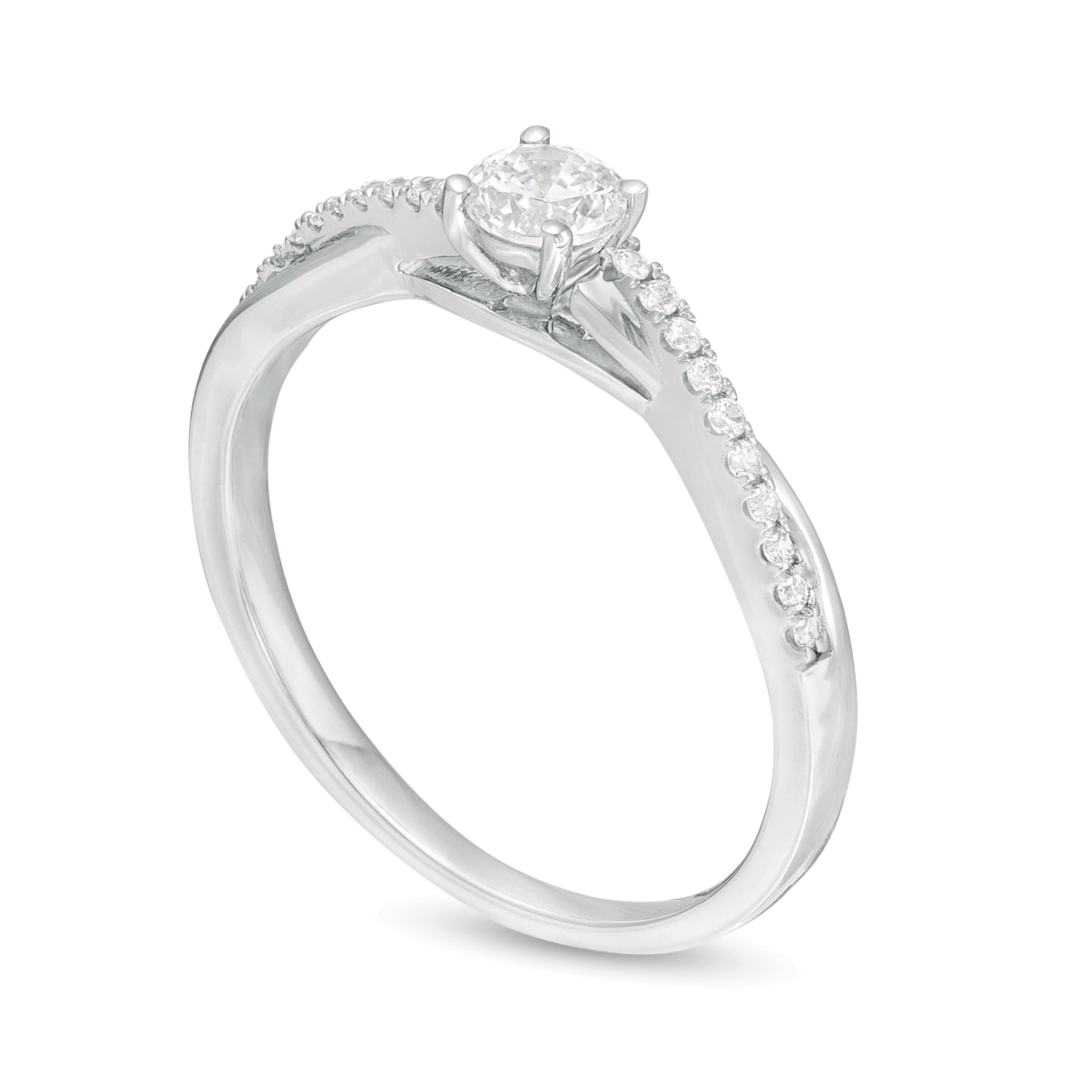 0.33 ct. Gesamtgewicht Diamant Solitär mit seitlichem Besatz Verlobungsring in 10K Weißgold