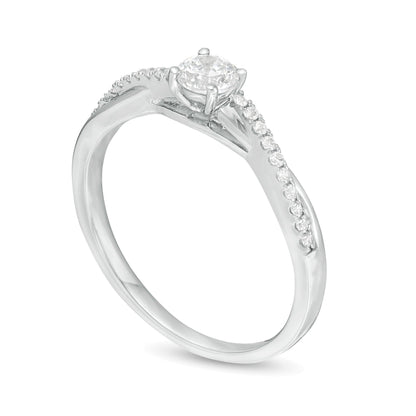 0.33 ct. Gesamtgewicht Diamant Solitär mit seitlichem Besatz Verlobungsring in 10K Weißgold