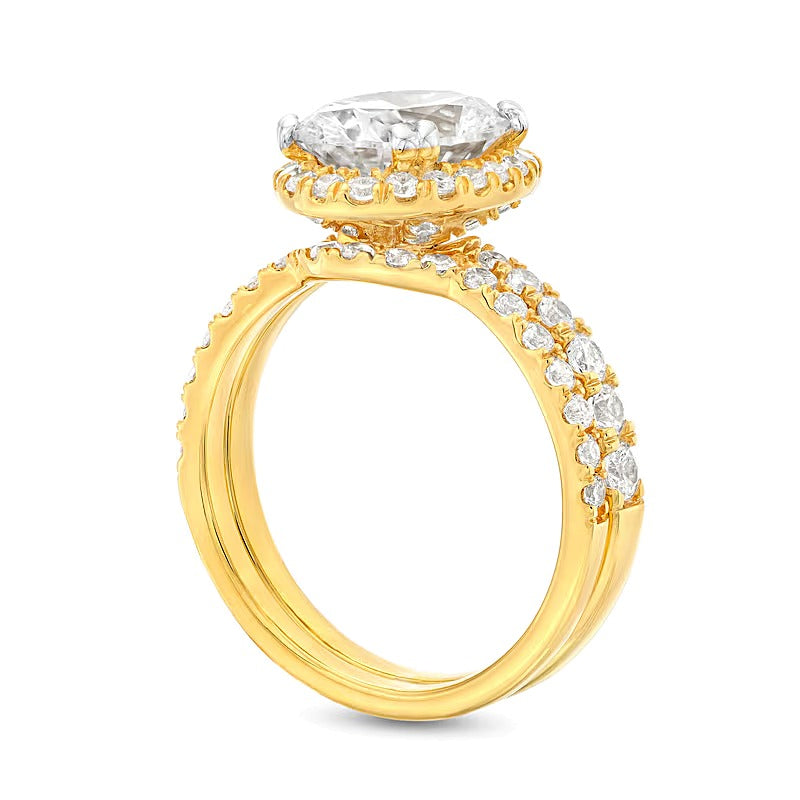 2.88 CT. Gesamtgewicht Braut-Set mit Labordiamanten in Oval- und Rundschliff in 14K Gelbgold (I/SI2)