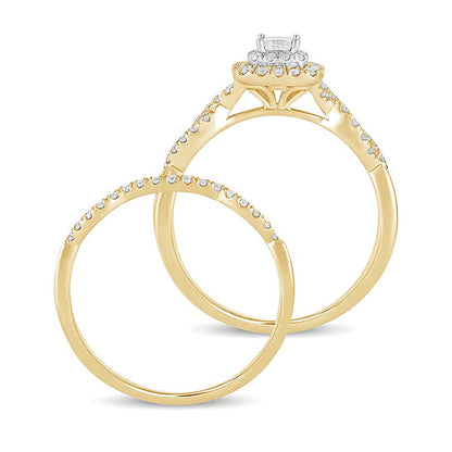 Braut-Set mit Diamanten im Princess-, Rund- und Kissenschliff, 0.5 ct. Gesamtgewicht, in 10K Gelbgold