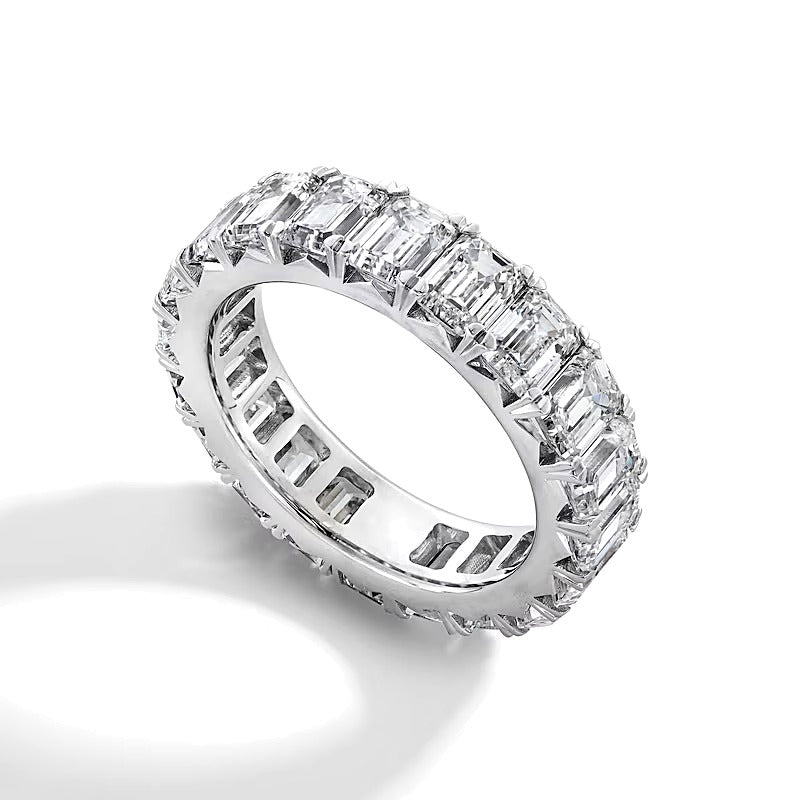 6.88 CT. TW Memoire-Ring mit Labordiamanten im Smaragdschliff in 14K Weißgold (F/VS2) - Größe 6
