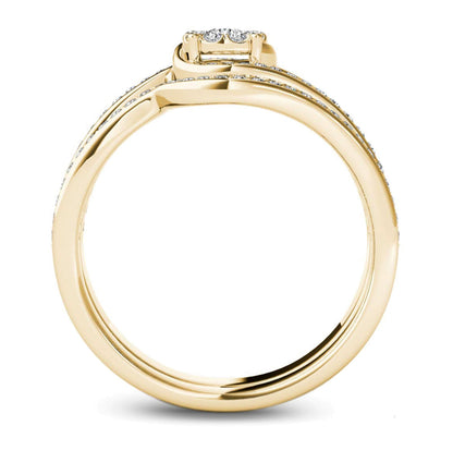0.5 CT. Gesamtgewicht Komposit-Diamant Blüten-Bypass Brautset in 14K Gelbgold