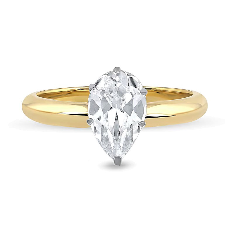 1.0 CT. Solitär-Verlobungsring mit tropfenförmigem Labordiamant in 14K Gelbgold (F/VS2)