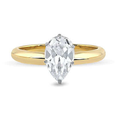 1.0 CT. Solitär-Verlobungsring mit tropfenförmigem Labordiamant in 14K Gelbgold (F/VS2)