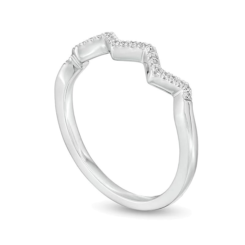 0,07 ct. Gesamtgewicht Diamant Zickzack-Ring aus rhodiniertem Sterlingsilber