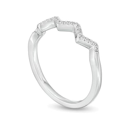 0,07 ct. Gesamtgewicht Diamant Zickzack-Ring aus rhodiniertem Sterlingsilber