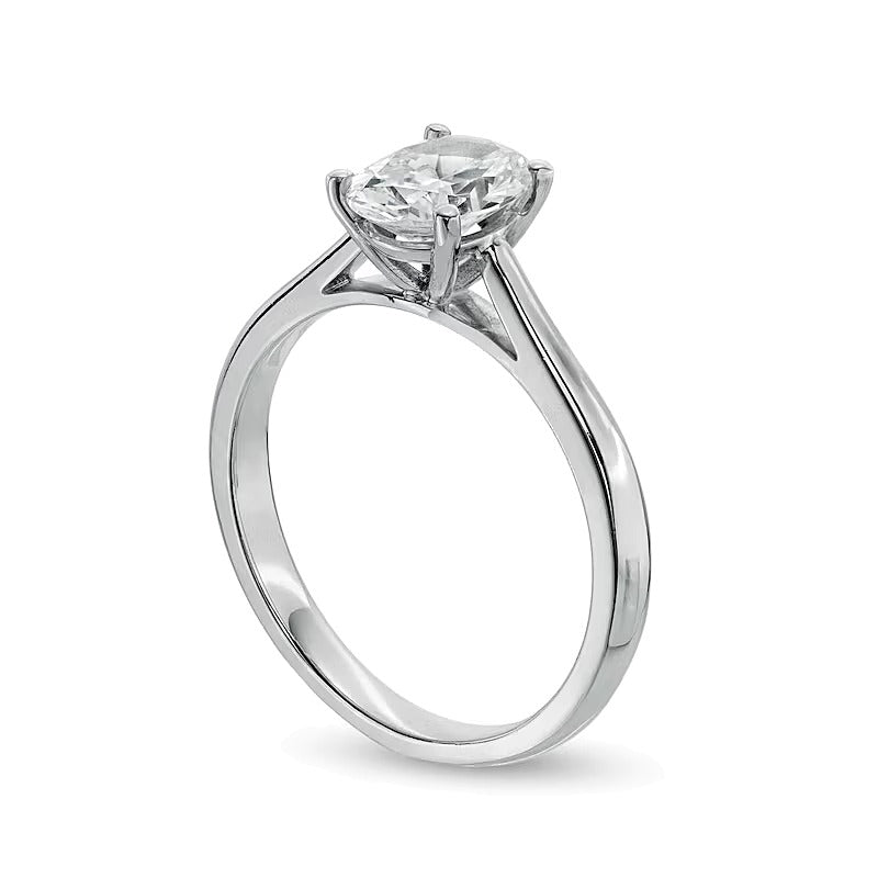 1.0 CT. Ovaler Diamant Solitär Verlobungsring in 14K Weißgold (I/I2)