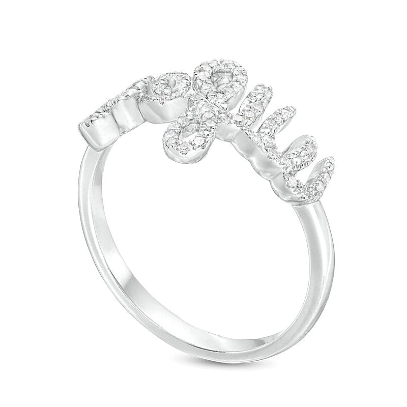 "wifey" Fashion-Ring in Schreibschrift mit 0,17 ct. Gesamtgewicht weißen Diamanten in rhodiniertem Sterlingsilber