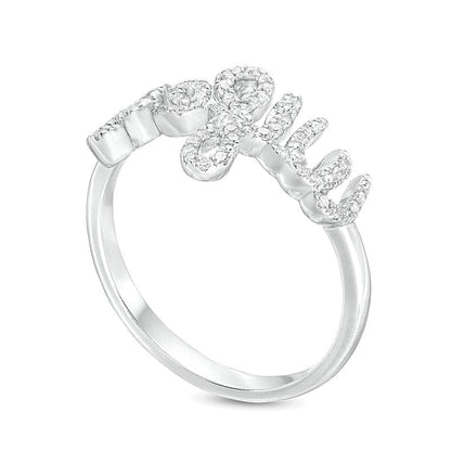 "wifey" Fashion-Ring in Schreibschrift mit 0,17 ct. Gesamtgewicht weißen Diamanten in rhodiniertem Sterlingsilber