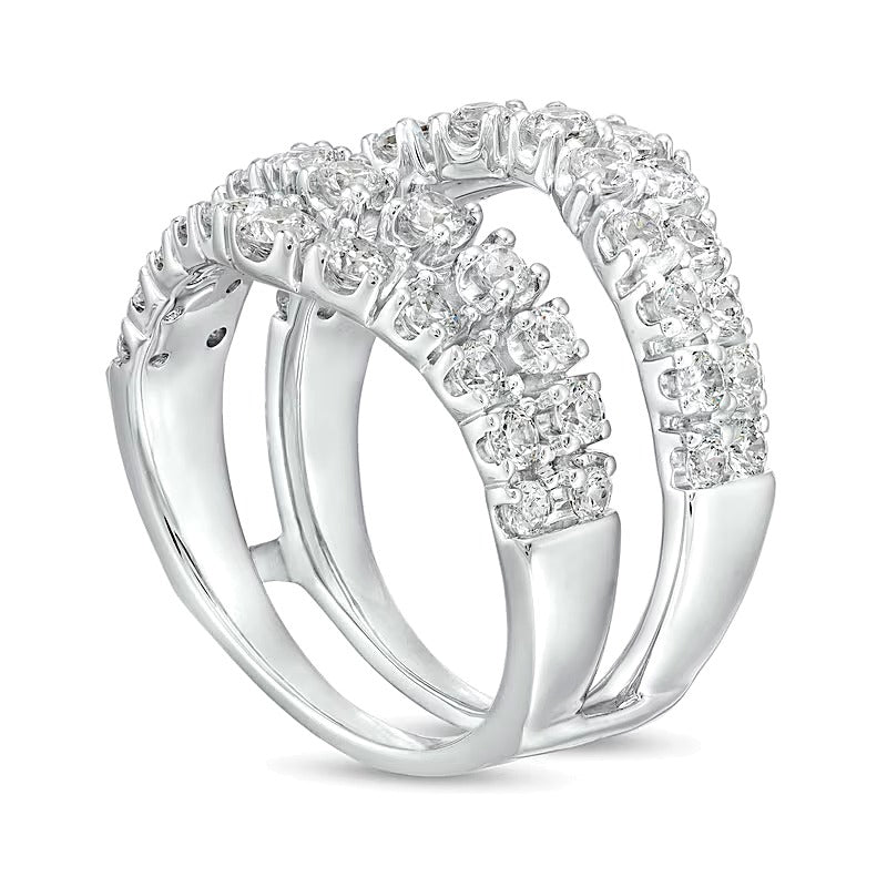 2.0 ct. Gesamtgewicht Diamant Solitär-Enhancer zweireihig konturiert in 14K Weißgold