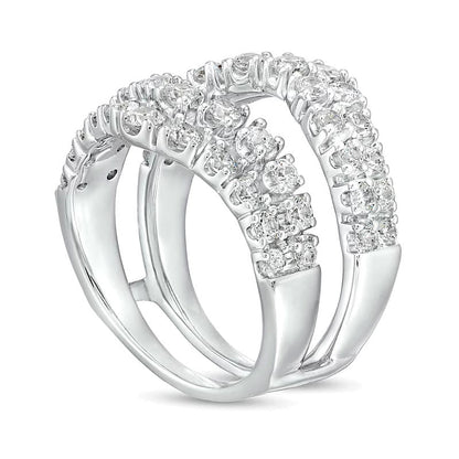 2.0 ct. Gesamtgewicht Diamant Solitär-Enhancer zweireihig konturiert in 14K Weißgold