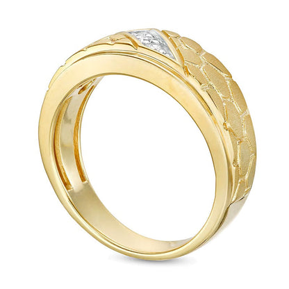 0.1 CT. Gesamtgewicht Diamant Dreistein Nugget Ehering in 10K Gelbgold