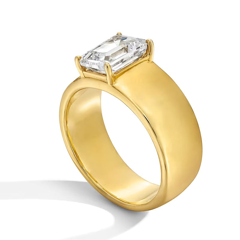 2.0 ct. Solitär-Verlobungsring mit Labordiamant im Smaragdschliff in 14K Gelbgold (F/VS2)