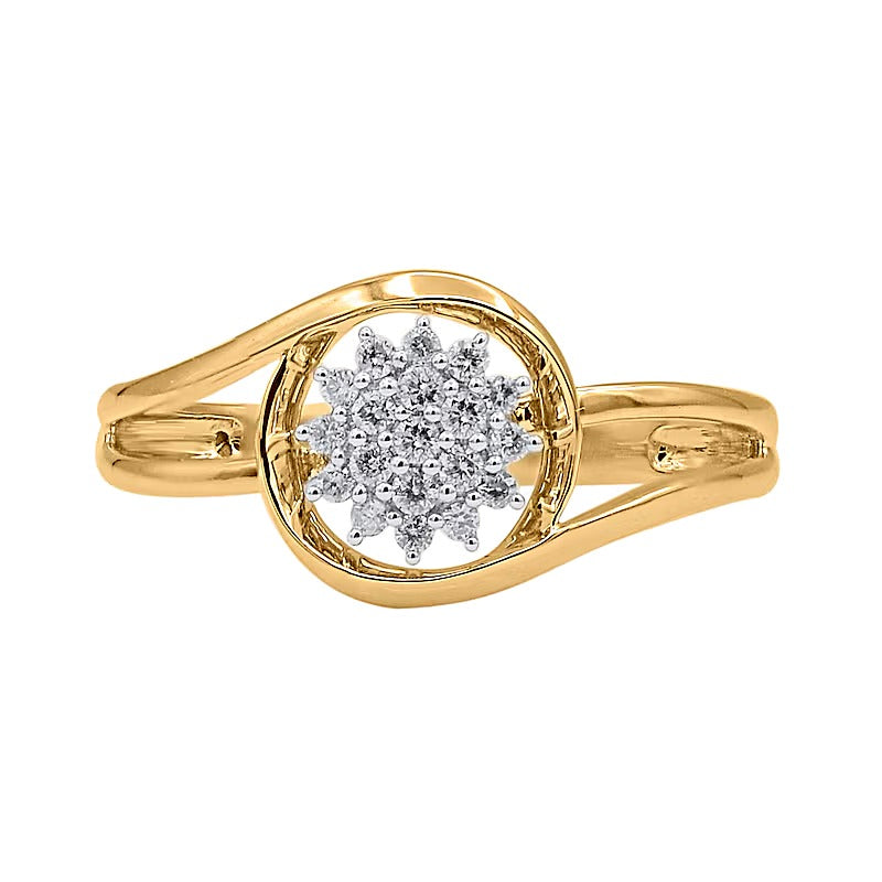 0.17 ct. Gesamtgewicht Multi-Diamant Sunburst Split-Shank Ring in 10K Gelbgold