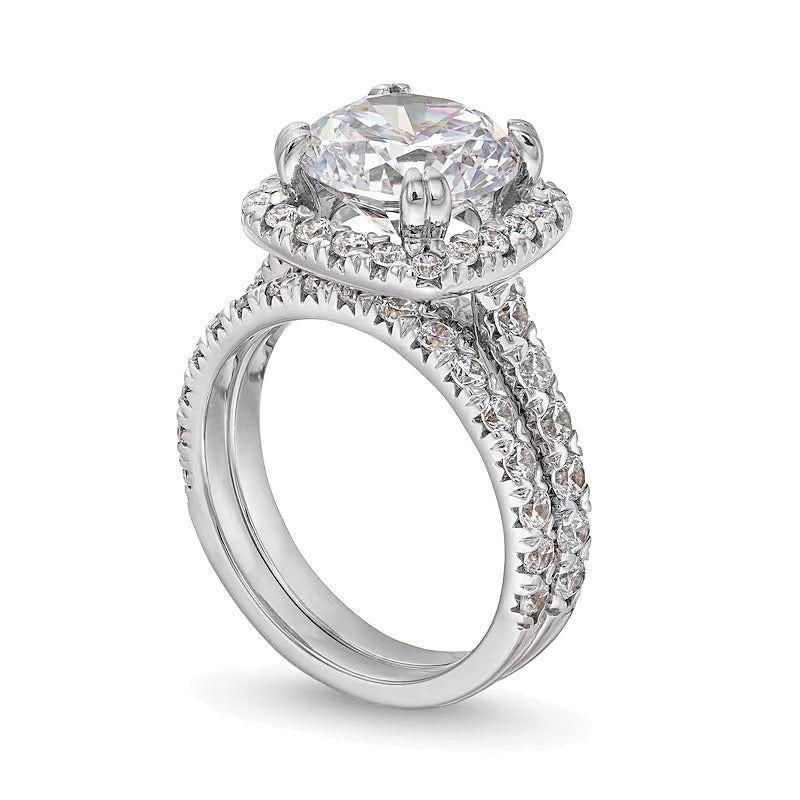 5.5 CT. TW Labordiamant-Braut-Set mit Halo in 14K Weißgold (I/SI2)