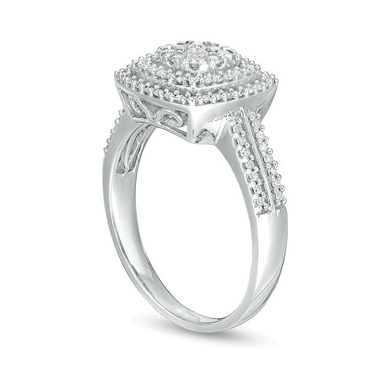 0.38 ct. Gesamtgewicht Diamant Halo-Ring in 10K Weißgold