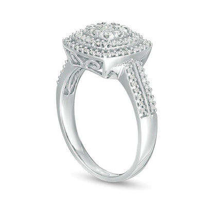 0.38 ct. Gesamtgewicht Diamant Halo-Ring in 10K Weißgold