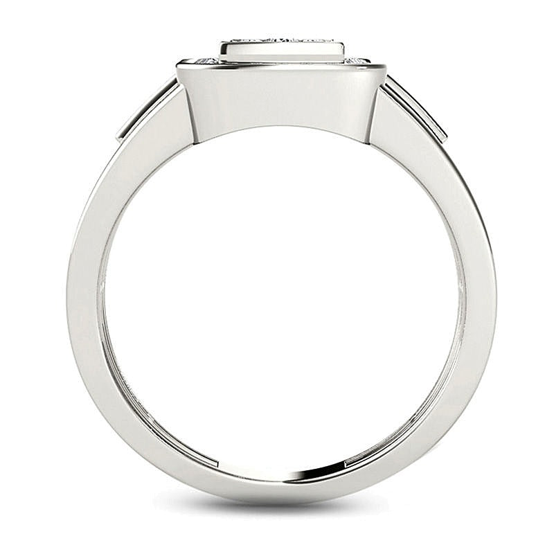 0.5 ct. Gesamtgewicht Komposit-Diamant Siegelring mit quadratischem Rahmen in 14K Weißgold