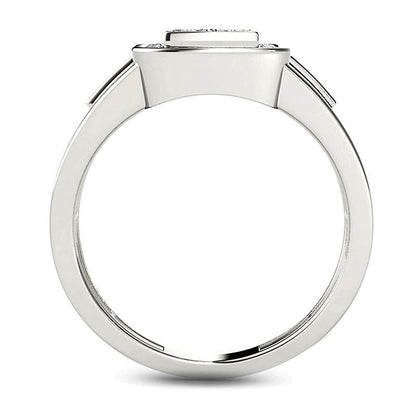 0.5 ct. Gesamtgewicht Komposit-Diamant Siegelring mit quadratischem Rahmen in 14K Weißgold