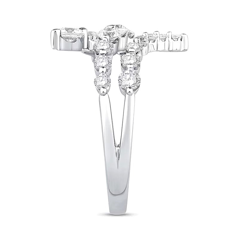1.0 CT. Gesamtgewicht Labordiamant Bypass-Ring dreireihig in 10K Weißgold (F/VS2)
