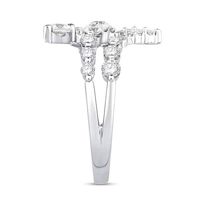 1.0 CT. Gesamtgewicht Labordiamant Bypass-Ring dreireihig in 10K Weißgold (F/VS2)