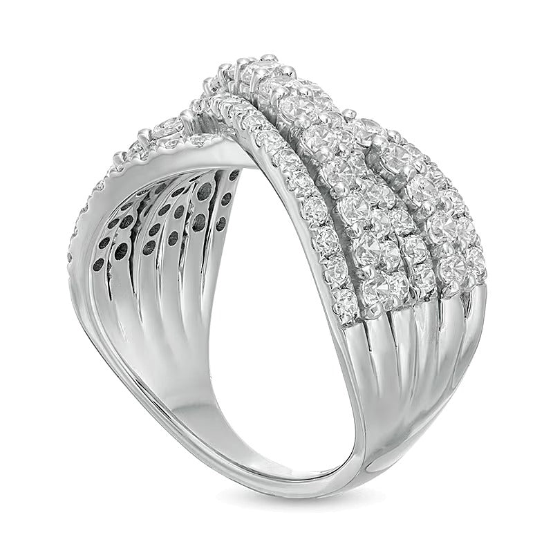 2.0 ct. Gesamtgewicht Labordiamant mehrreihiger Bypass-Ring in 14K Weißgold (F/SI2)