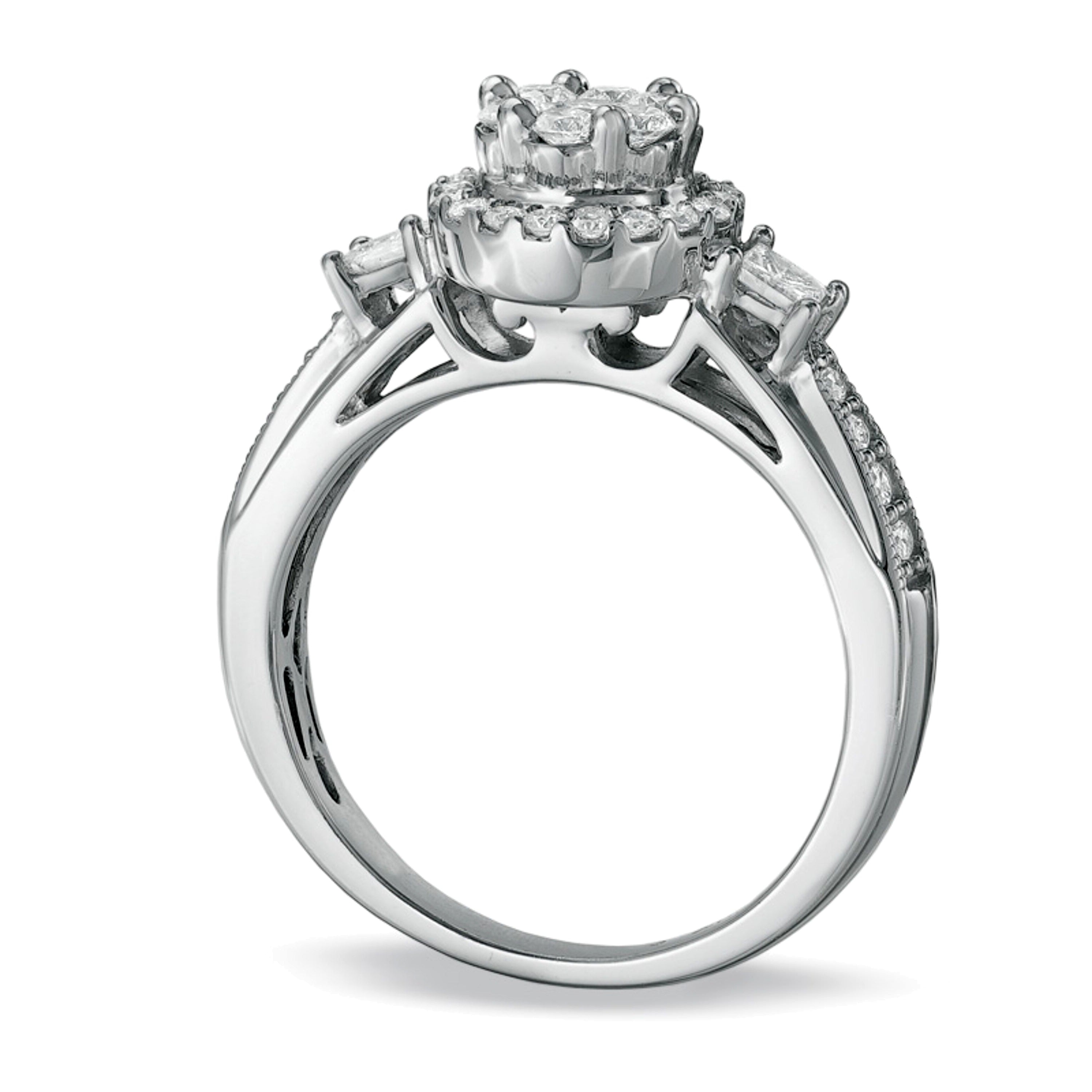 Braut-Set mit Diamanten im Princess- und Rundschliff 1.0 ct. Gesamtgewicht in 10K Weißgold