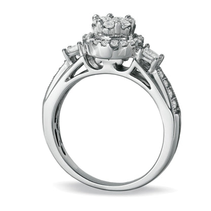 Braut-Set mit Diamanten im Princess- und Rundschliff 1.0 ct. Gesamtgewicht in 10K Weißgold