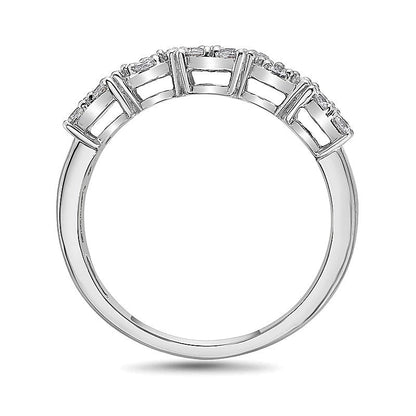 1.0 ct. Gesamtgewicht Ring mit Diamanten in oval und Smaragdschliff im Wechsel, 10K Weißgold
