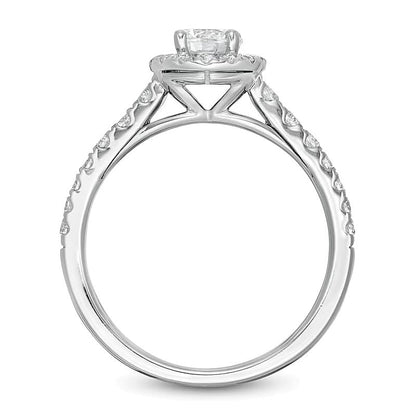 Halo-Verlobungsring mit weißen Diamanten im Rundschliff in 14K Weißgold (F/I1)