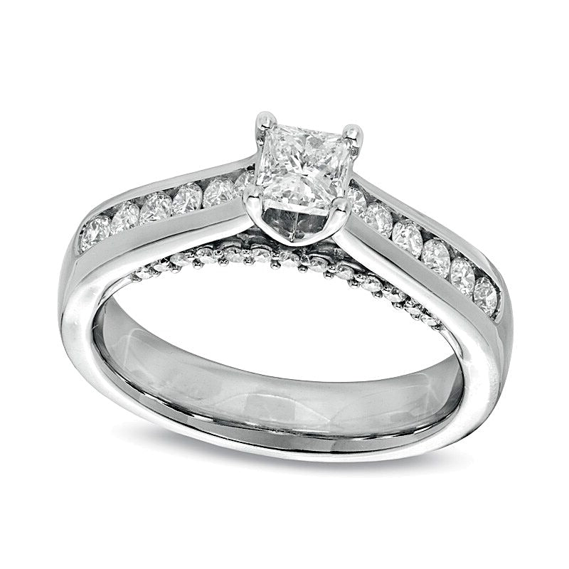 1,25 ct. Gesamtgewicht Braut-Set mit Diamanten im Princess-Schliff in 14K Weißgold