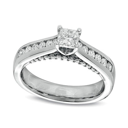 1,25 ct. Gesamtgewicht Braut-Set mit Diamanten im Princess-Schliff in 14K Weißgold