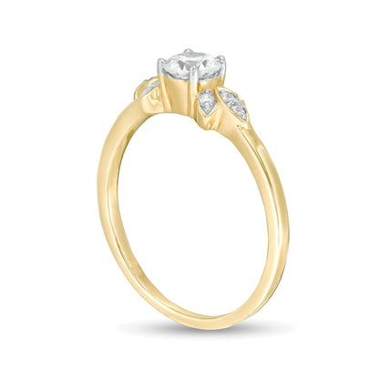 0.38 ct. Gesamtgewicht Diamant Solitär mit seitlichem Besatz Verlobungsring in 10K Gelbgold