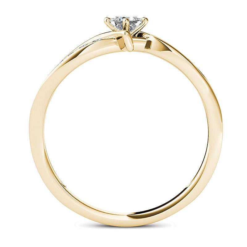 0.25 ct. Gesamtgewicht Freundschaftsring mit Diamanten im Princess- und Rundschliff in 14K Gelbgold